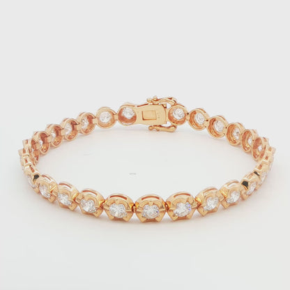14K YG LG DIA BRAC FLOWER DESIGN, 6.09 CTTW, 29 STONES, 7\"