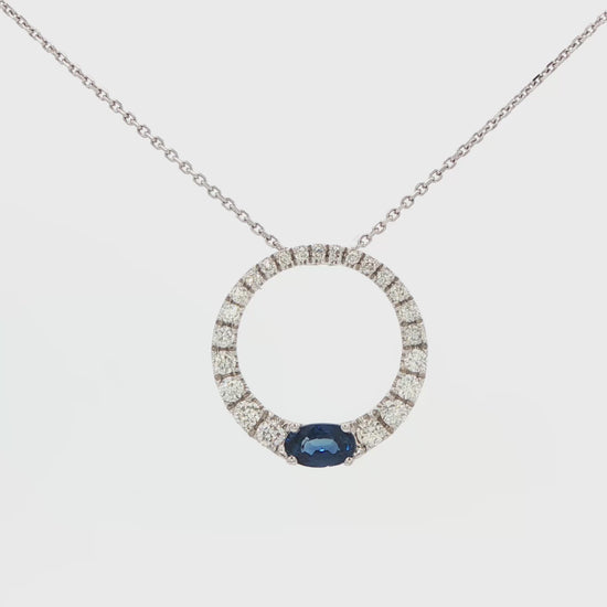 Sapphire and Diamond Circle Necklace