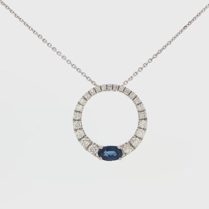 Sapphire and Diamond Circle Necklace