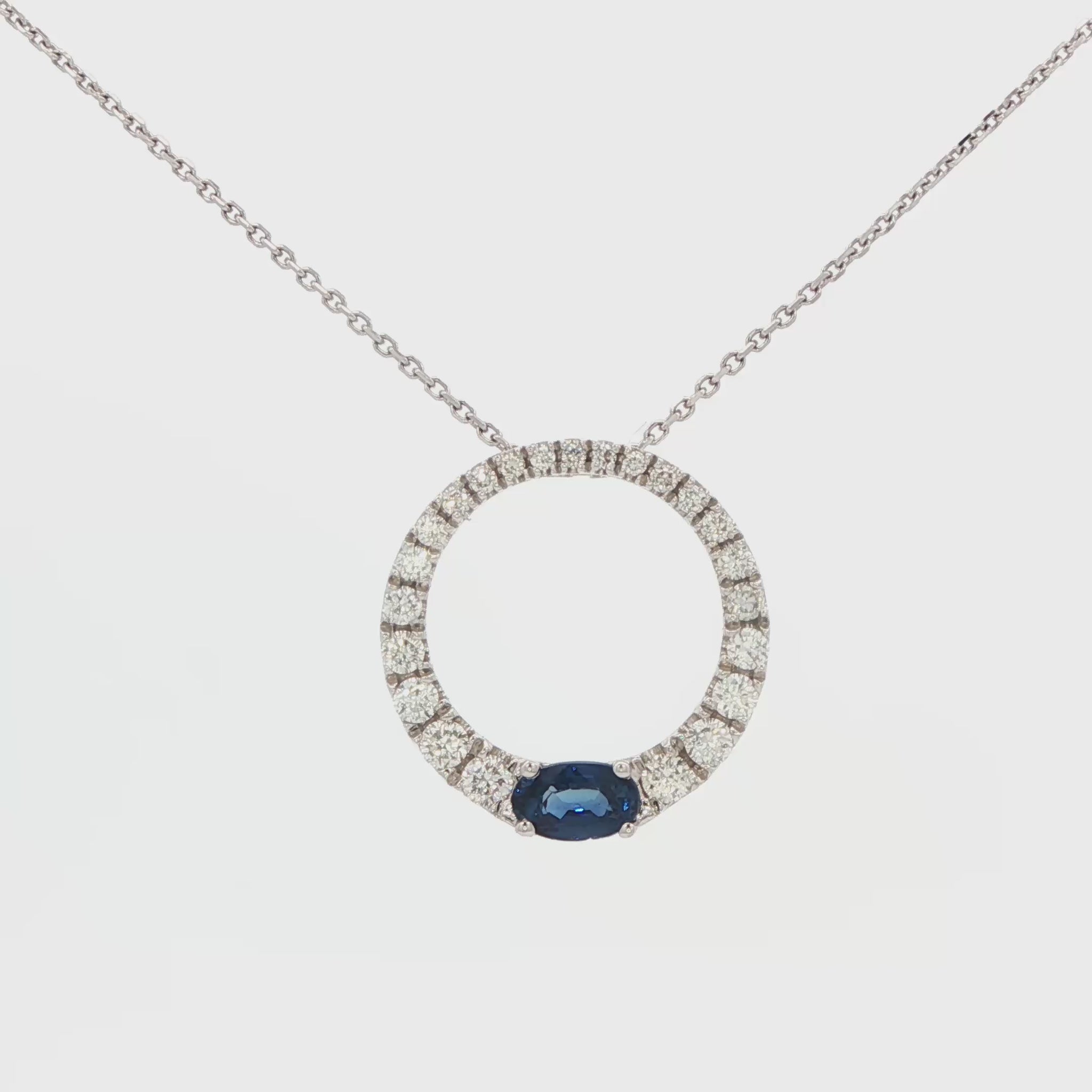 Sapphire and Diamond Circle Necklace