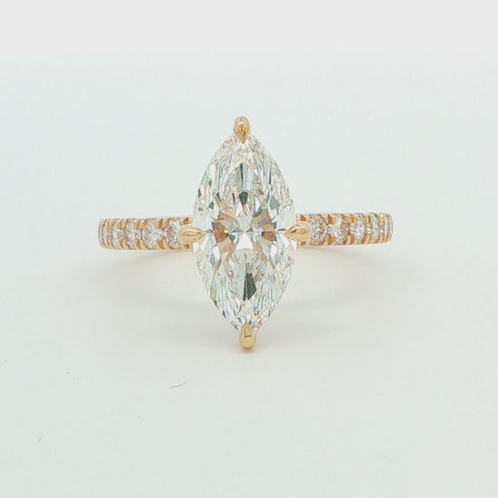 2.49 CT TW. Marquise Lab-Grown Diamond Hidden Halo Engagement Ring