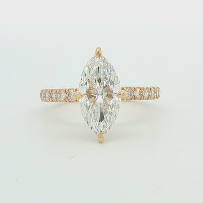 2.49 CT TW. Marquise Lab-Grown Diamond Hidden Halo Engagement Ring