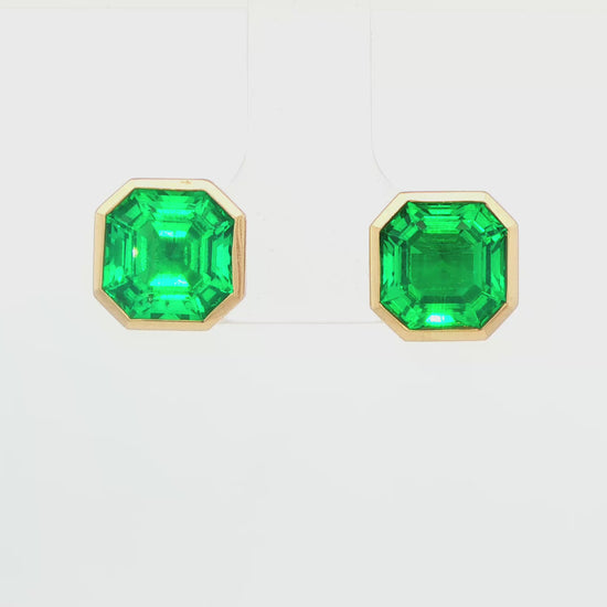LG: 14K YG LAB CREATED EMER STUDD EARR AT 4CTTW 2