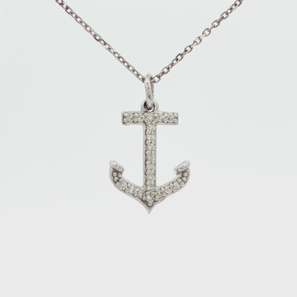 Diamond Anchor Pendant Necklace