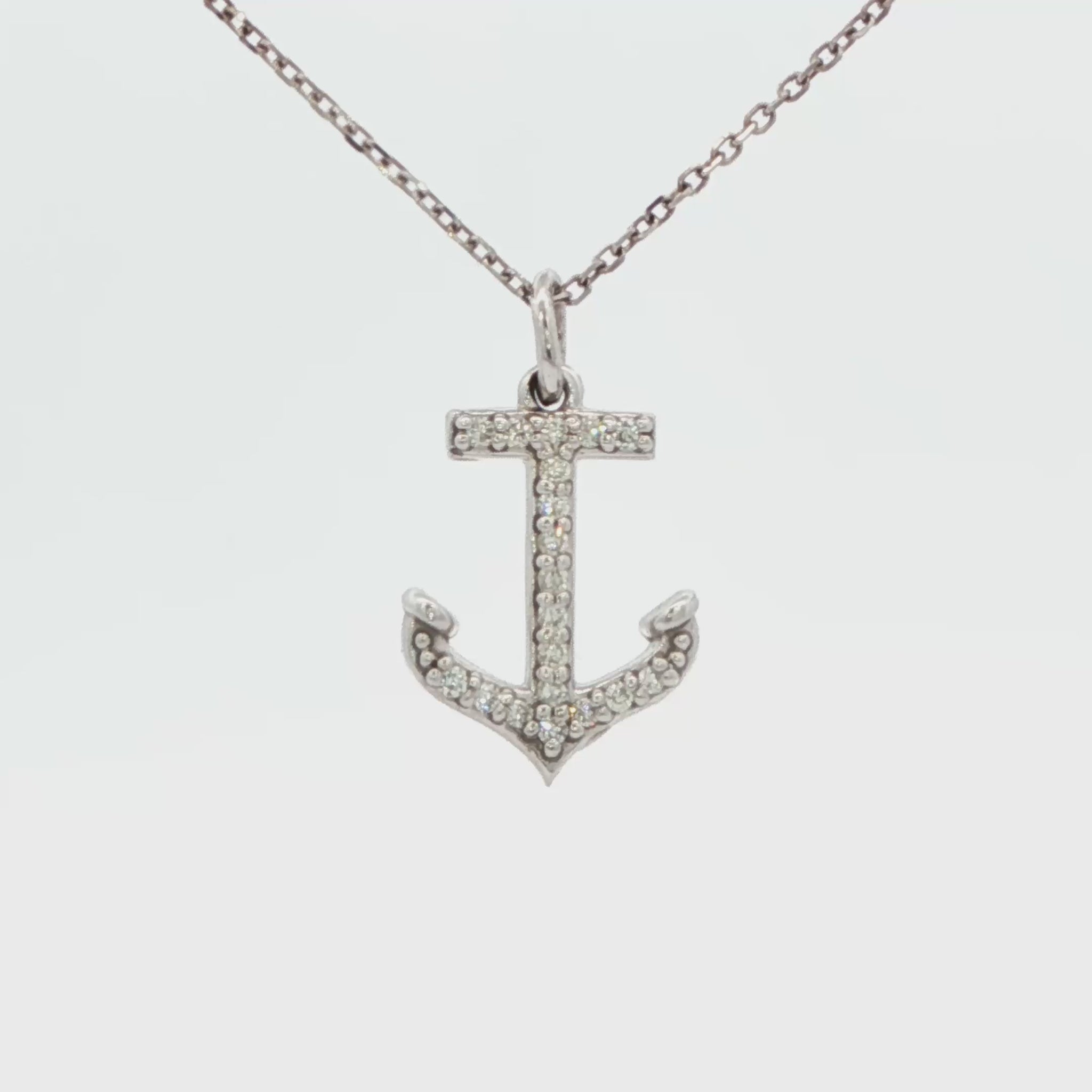 Diamond Anchor Pendant Necklace
