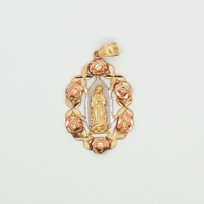 14K Tri-Color Gold Mary Charm
