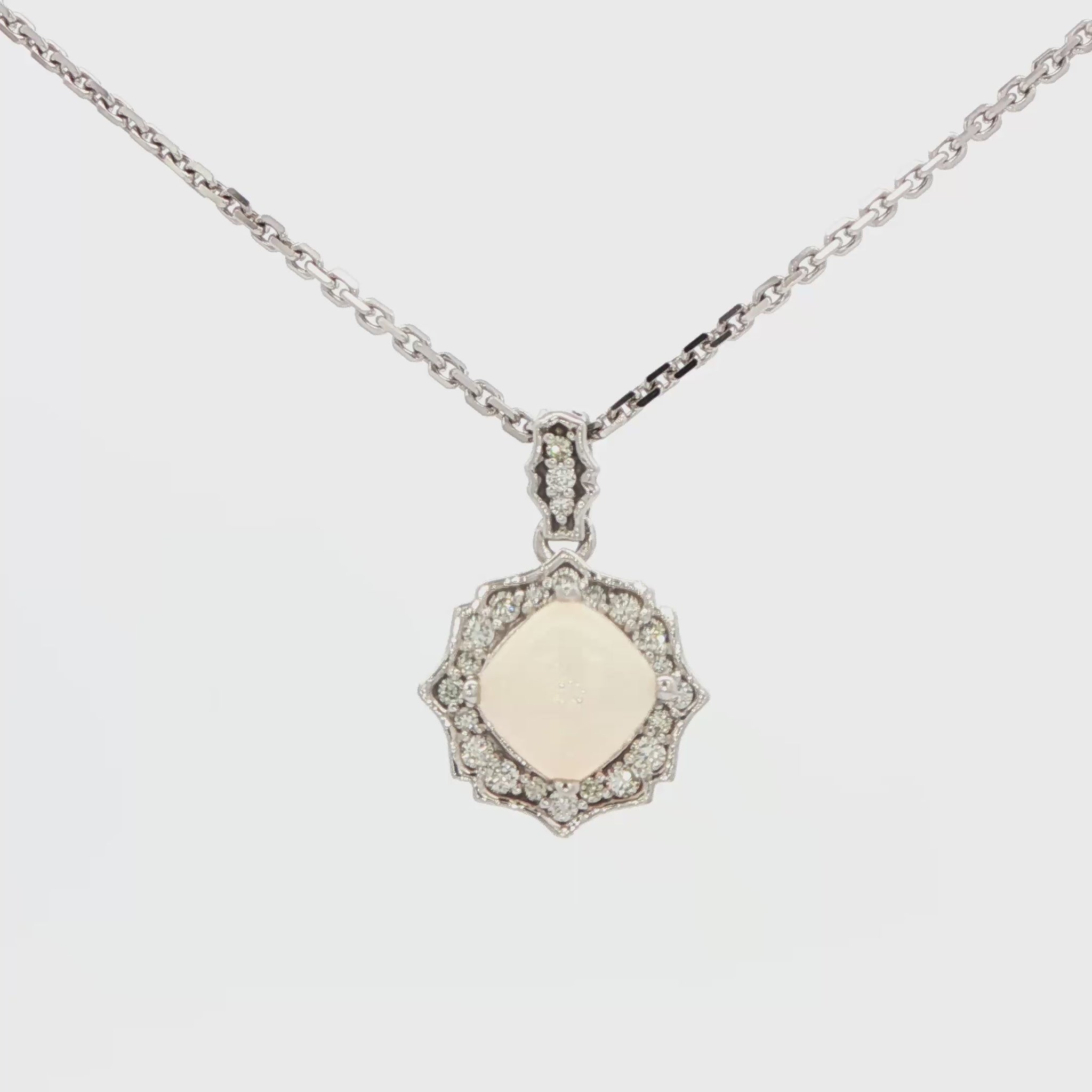 Opal and Diamond Halo Necklace