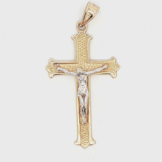 Two-Tone Gold Crucifix Cross Pendant