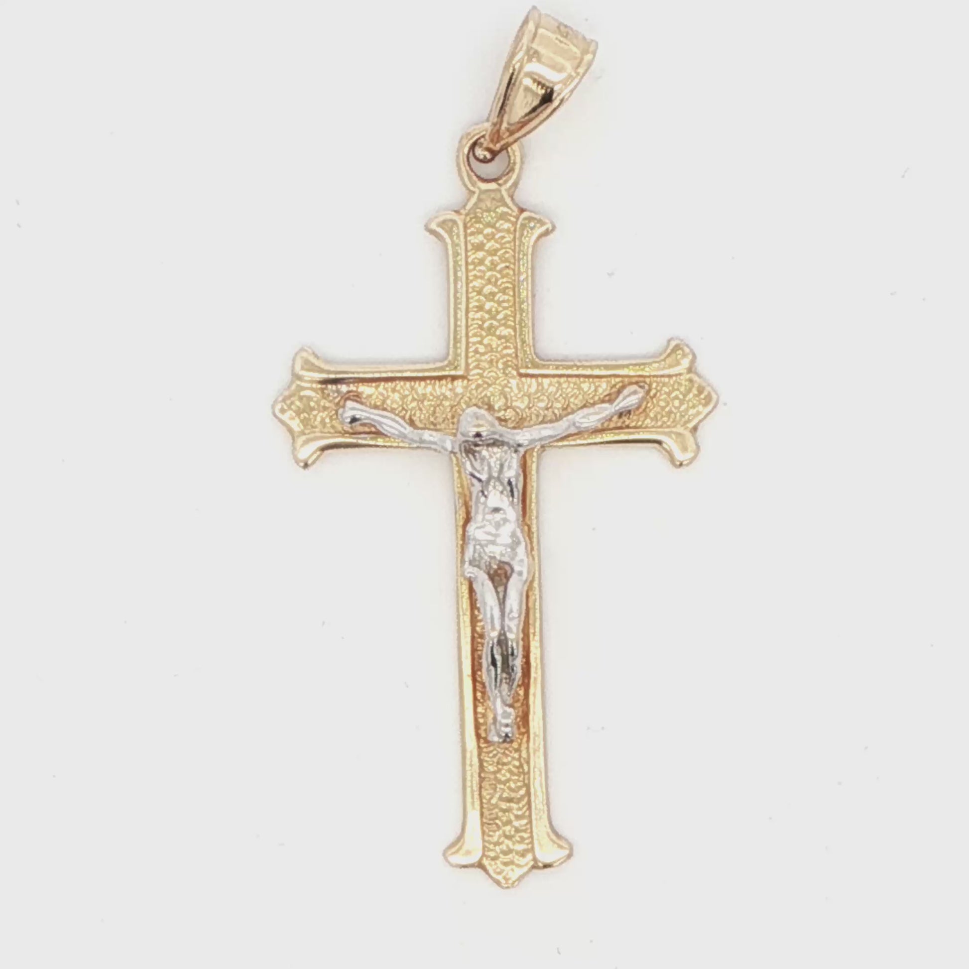 Two-Tone Gold Crucifix Cross Pendant
