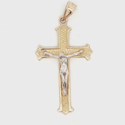 Two-Tone Gold Crucifix Cross Pendant