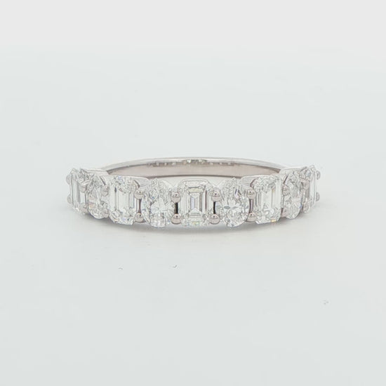 Alternating Emerald and Pear Diamond Wedding Band