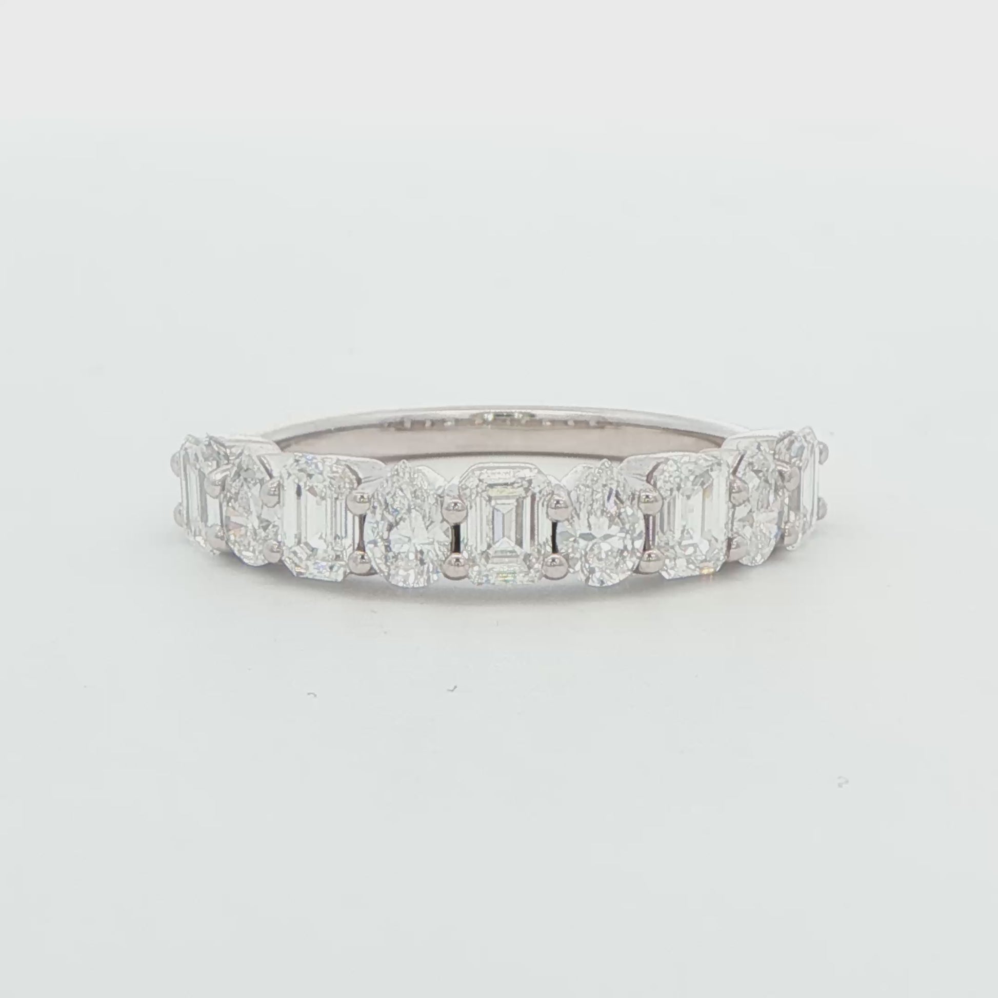 Alternating Emerald and Pear Diamond Wedding Band