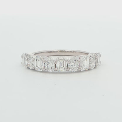 Alternating Emerald and Pear Diamond Wedding Band