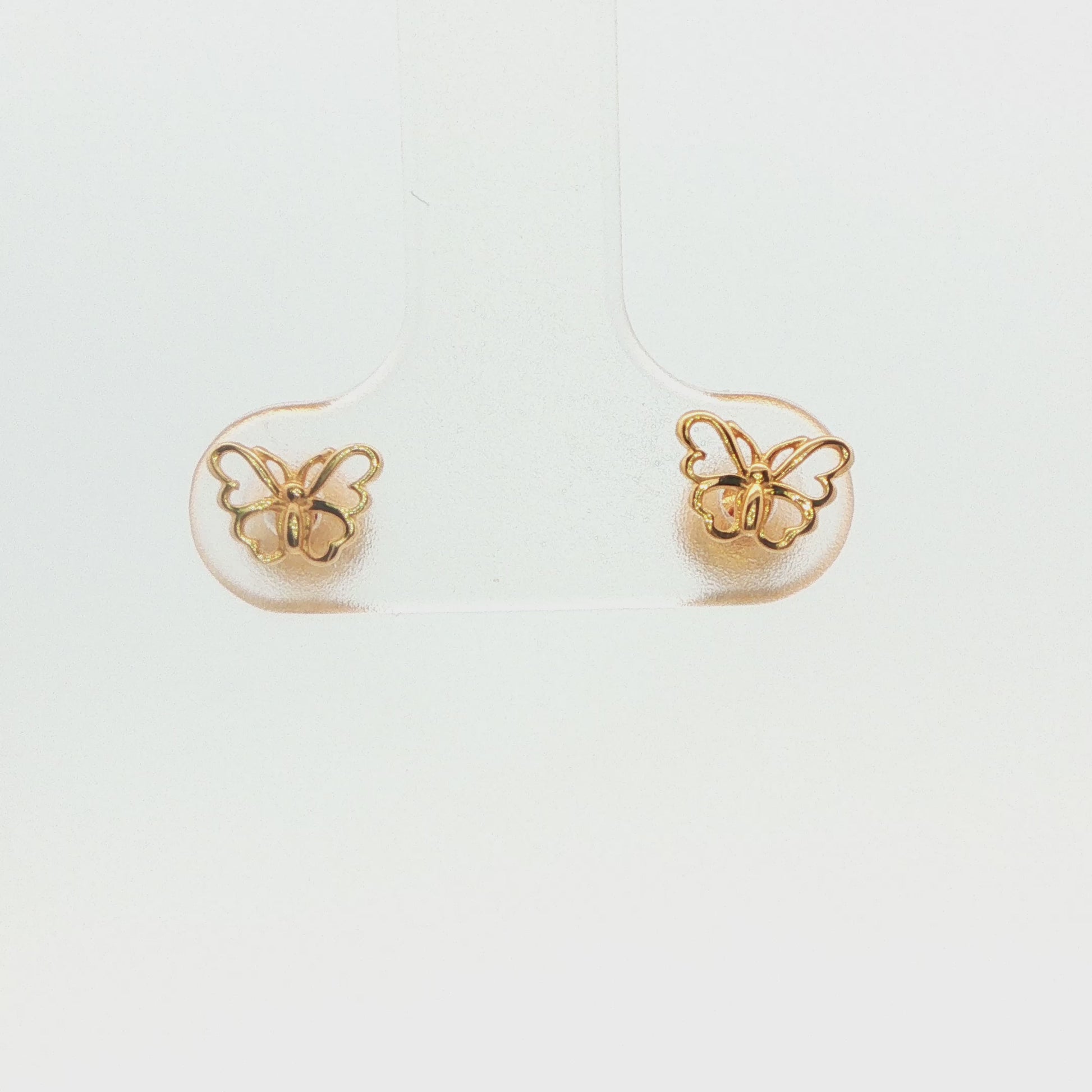 14K Yellow Gold Child Butterfly Earrings
