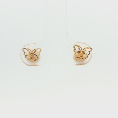 14K Yellow Gold Child Butterfly Earrings
