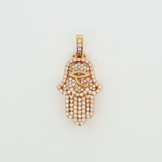 Diamond Hamsa Hand Pendant
