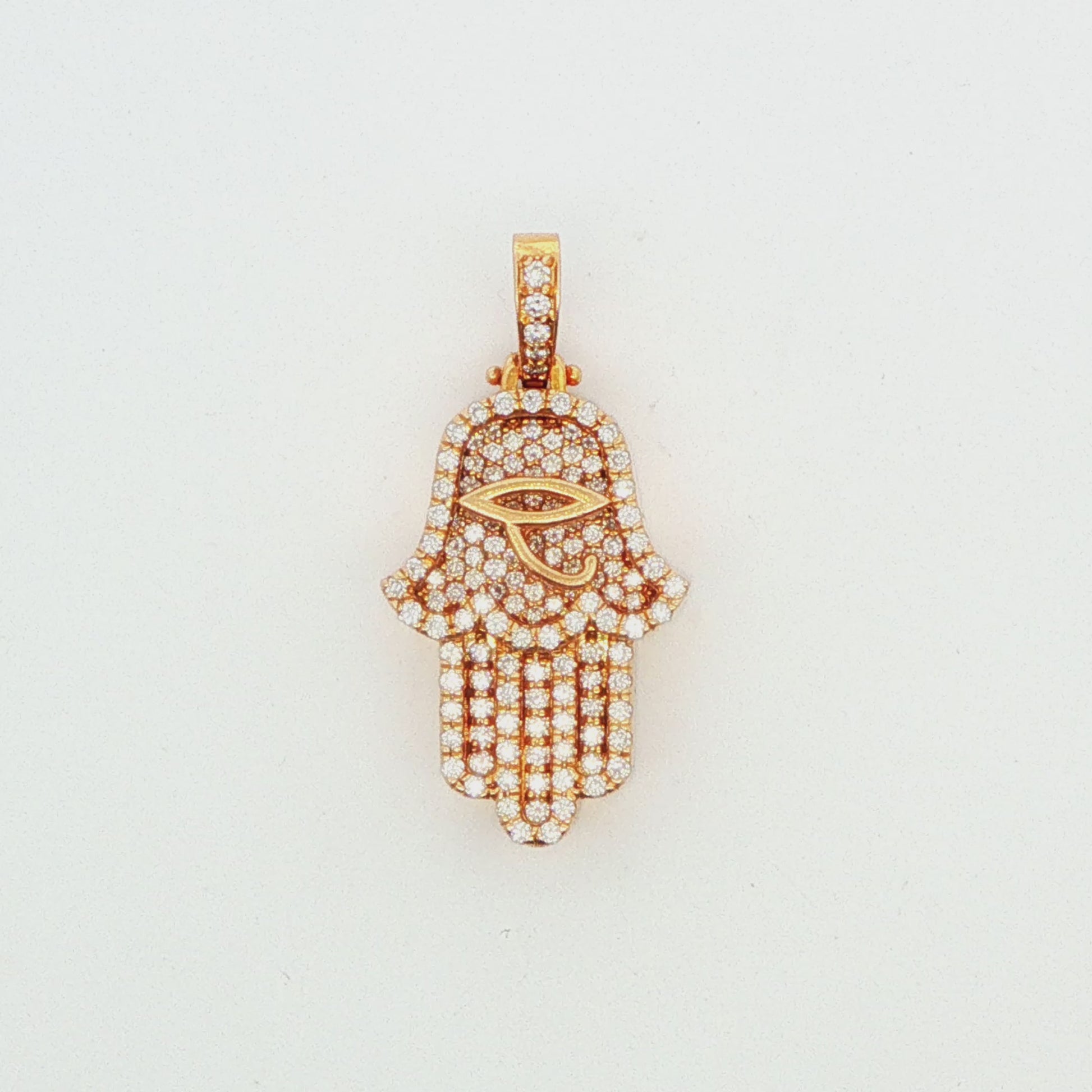 Diamond Hamsa Hand Pendant