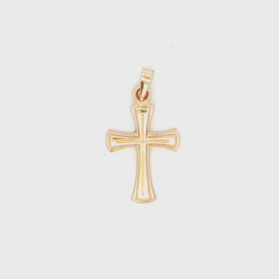 14K YG HOLLOW CROSS PEND, 0.68G