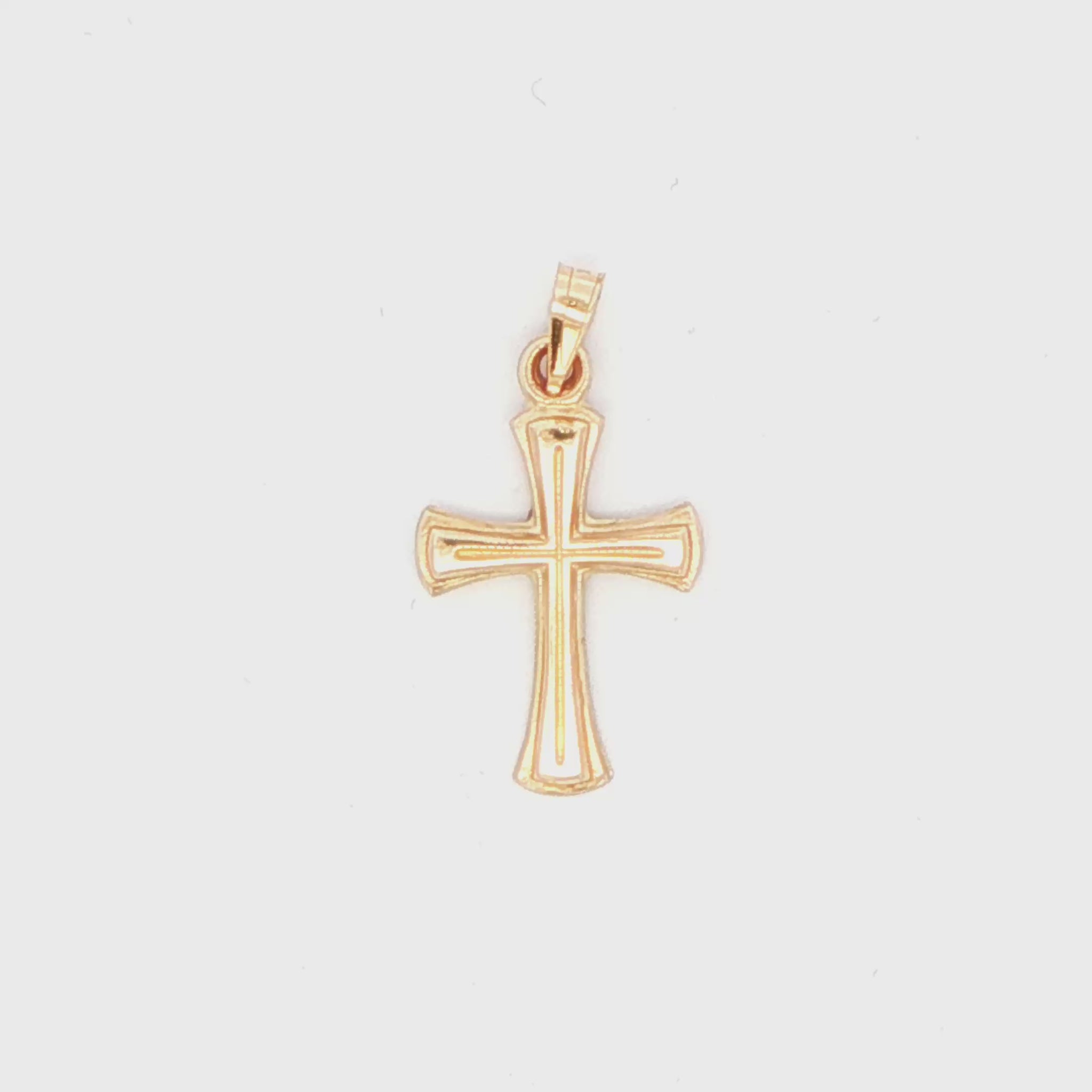 14K YG HOLLOW CROSS PEND, 0.68G