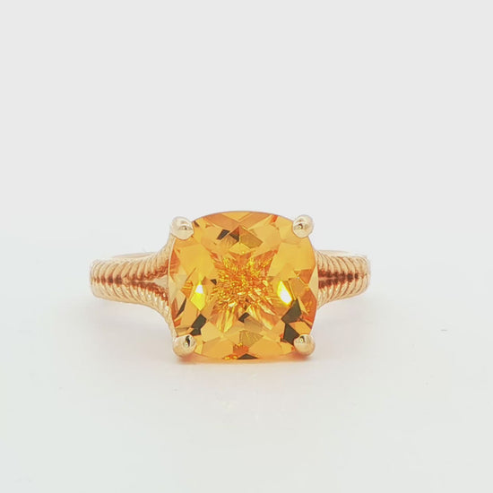 Cushion Checkerboard Citrine Cocktail Ring