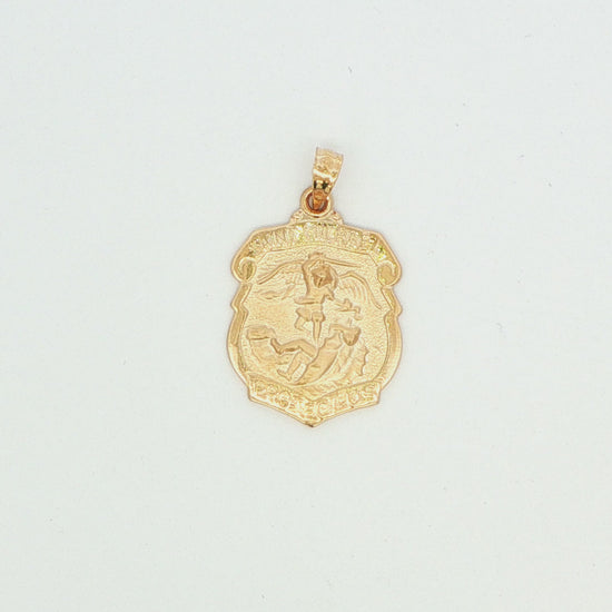 14K Yellow Gold St. Michael Shield Pendant