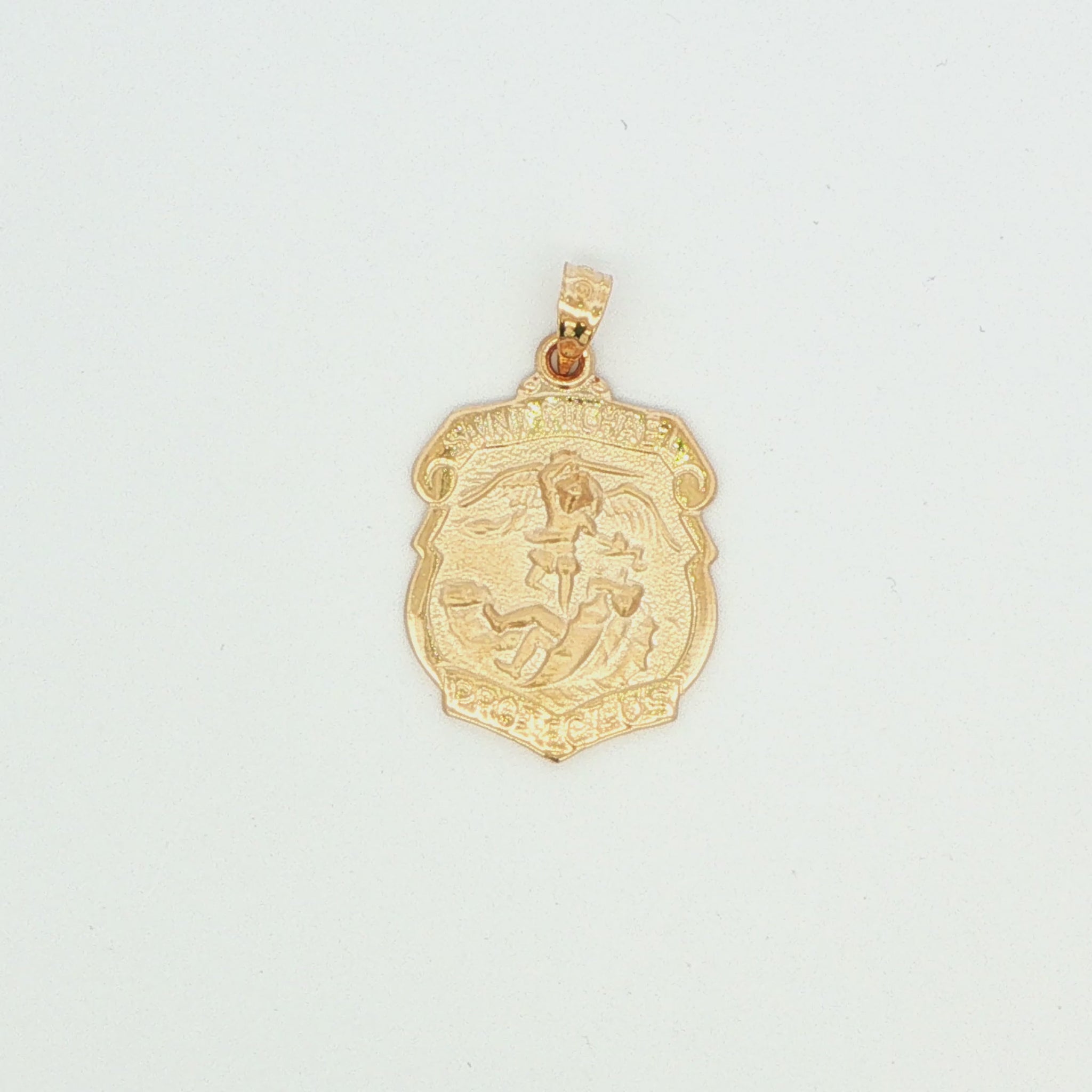 14K Yellow Gold St. Michael Shield Pendant