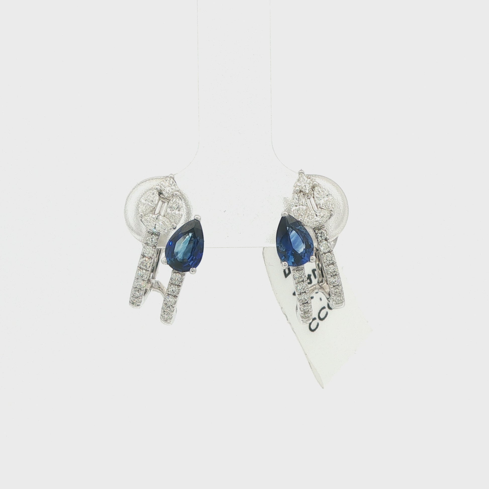 Blue Sapphire & Diamond Hoop Earrings