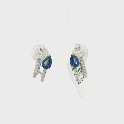 Blue Sapphire & Diamond Hoop Earrings