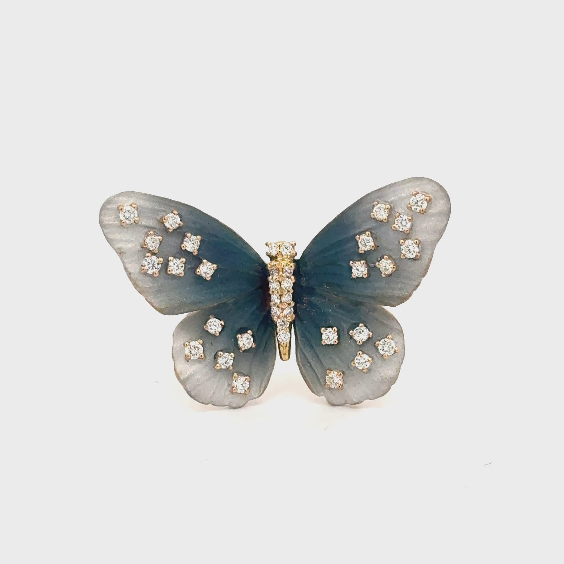 18K Yellow Gold Diamond Butterfly Fashion Ring