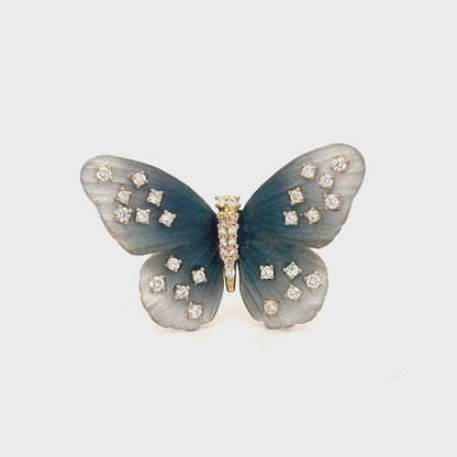 18K Yellow Gold Diamond Butterfly Fashion Ring