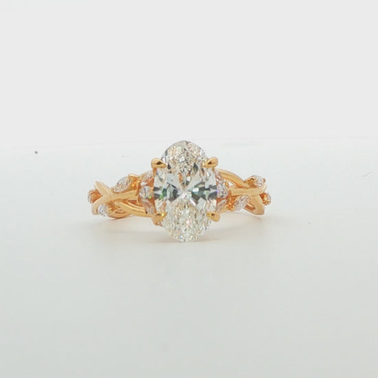 14K Yellow Gold Oval Lab-Grown Diamond Garden Ring