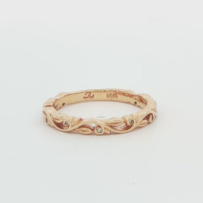 Vintage Leaf Diamond Band Ring