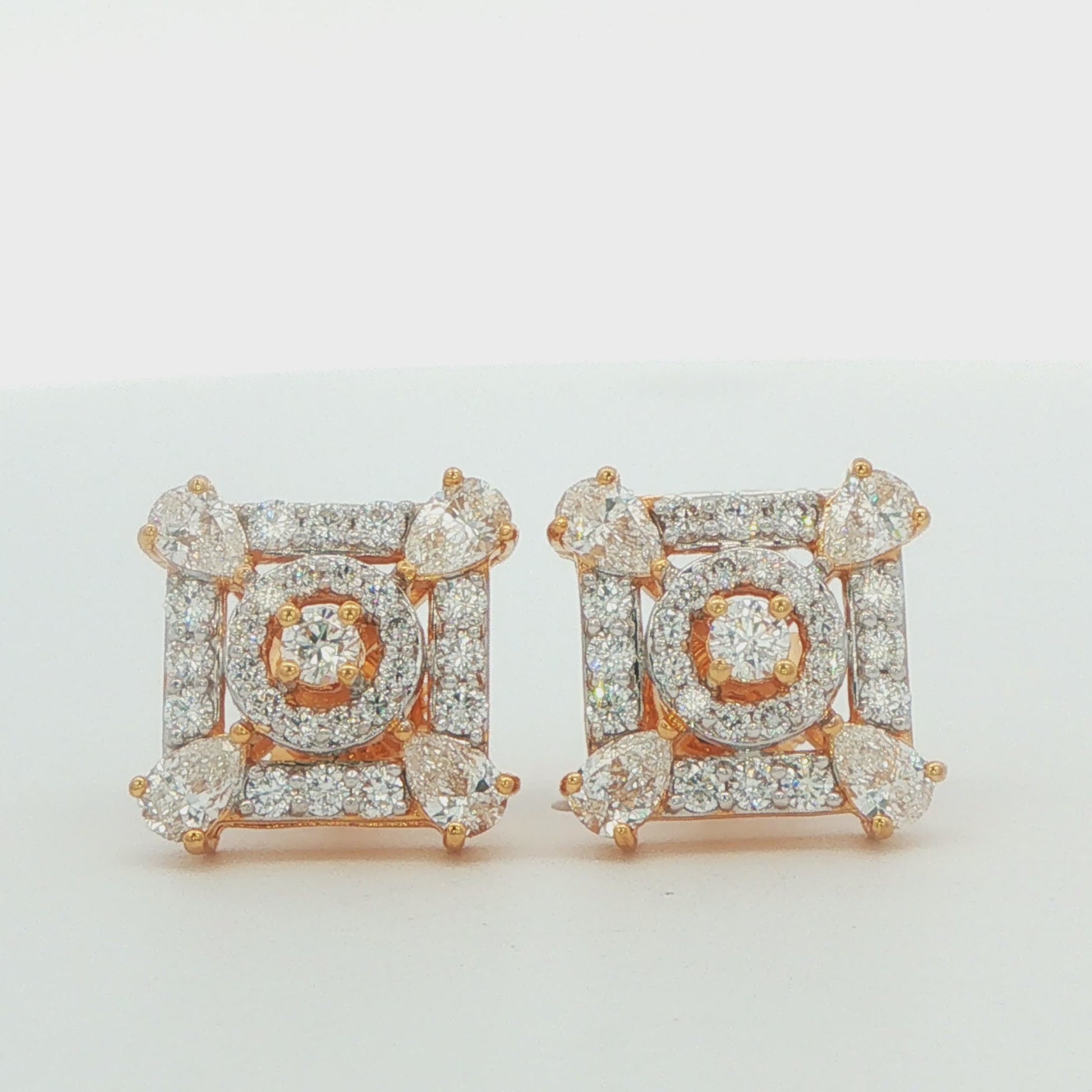 Lab-Grown Diamond Square Halo Stud Earrings