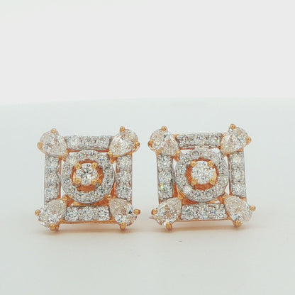 Lab-Grown Diamond Square Halo Stud Earrings