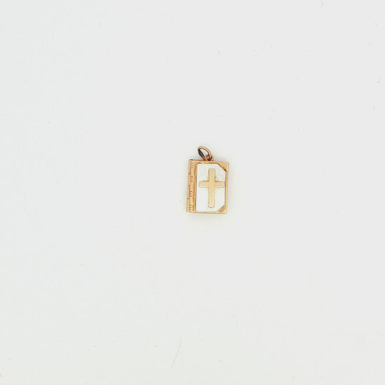 14K Yellow Gold Enamel Bible Charm