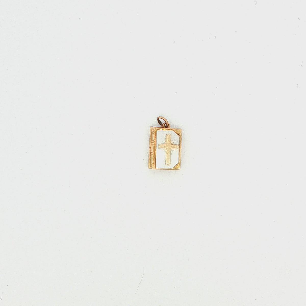 14K Yellow Gold Enamel Bible Charm