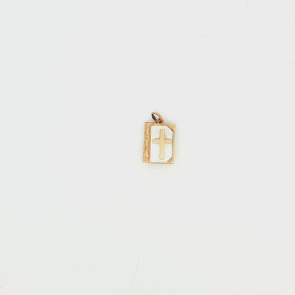 14K Yellow Gold Enamel Bible Charm