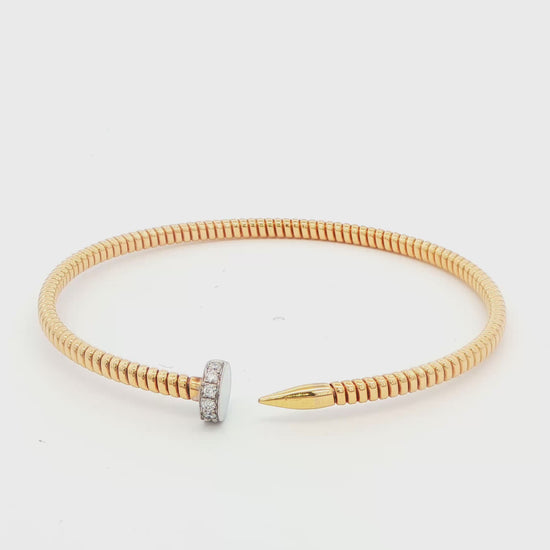 18K NAIL DIAM BANGLE BRACELET AT 0.12 CTTW