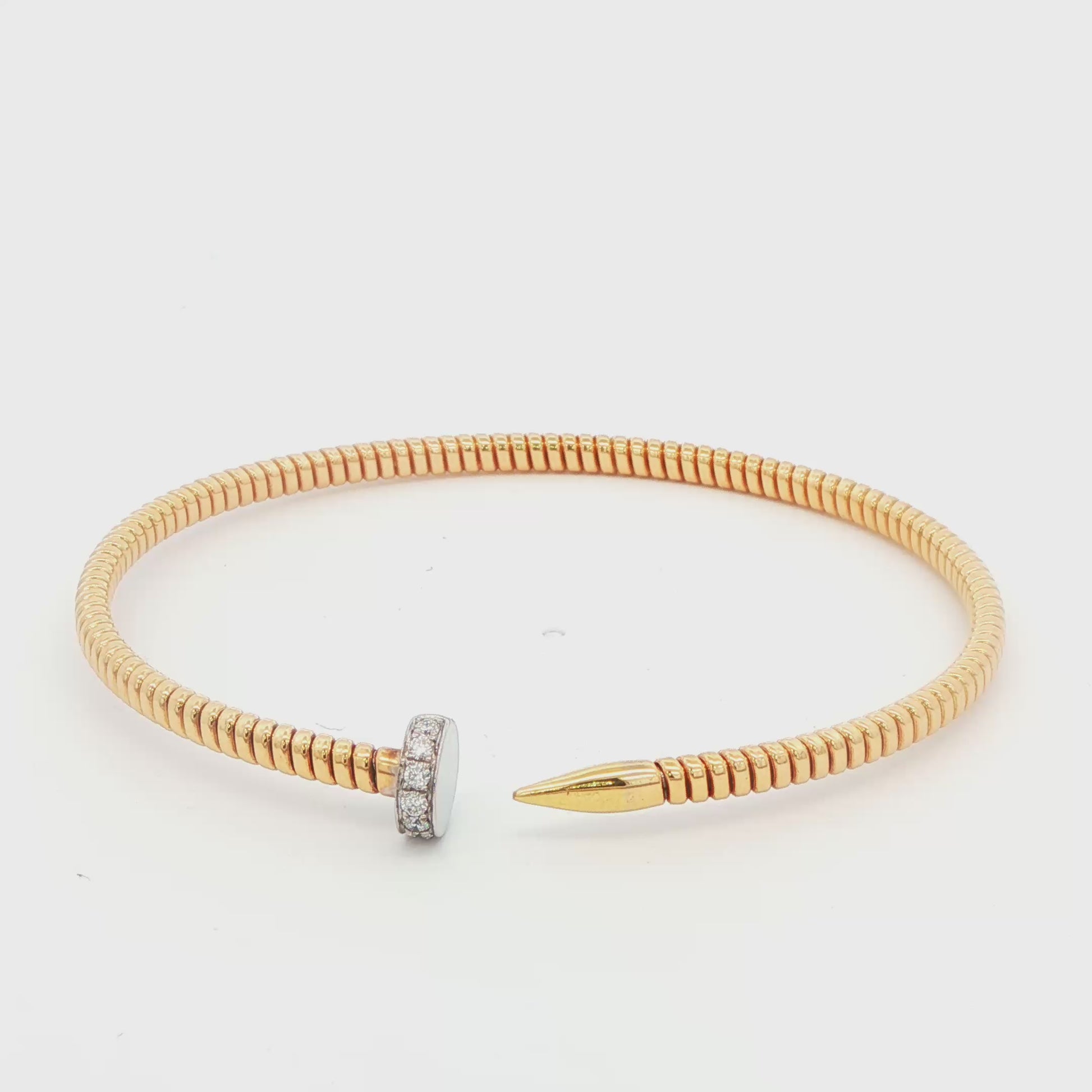 18K NAIL DIAM BANGLE BRACELET AT 0.12 CTTW