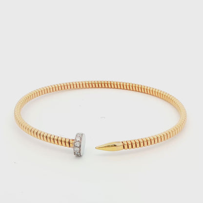 18K NAIL DIAM BANGLE BRACELET AT 0.12 CTTW