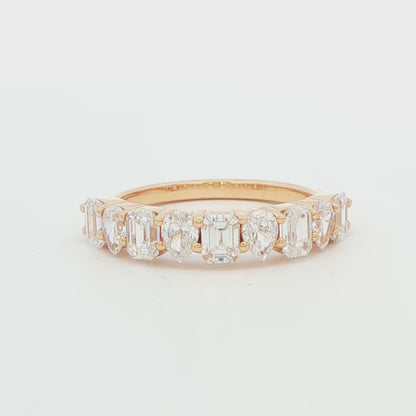 Alternating Emerald and Pear Lab-Grown Diamond Band
