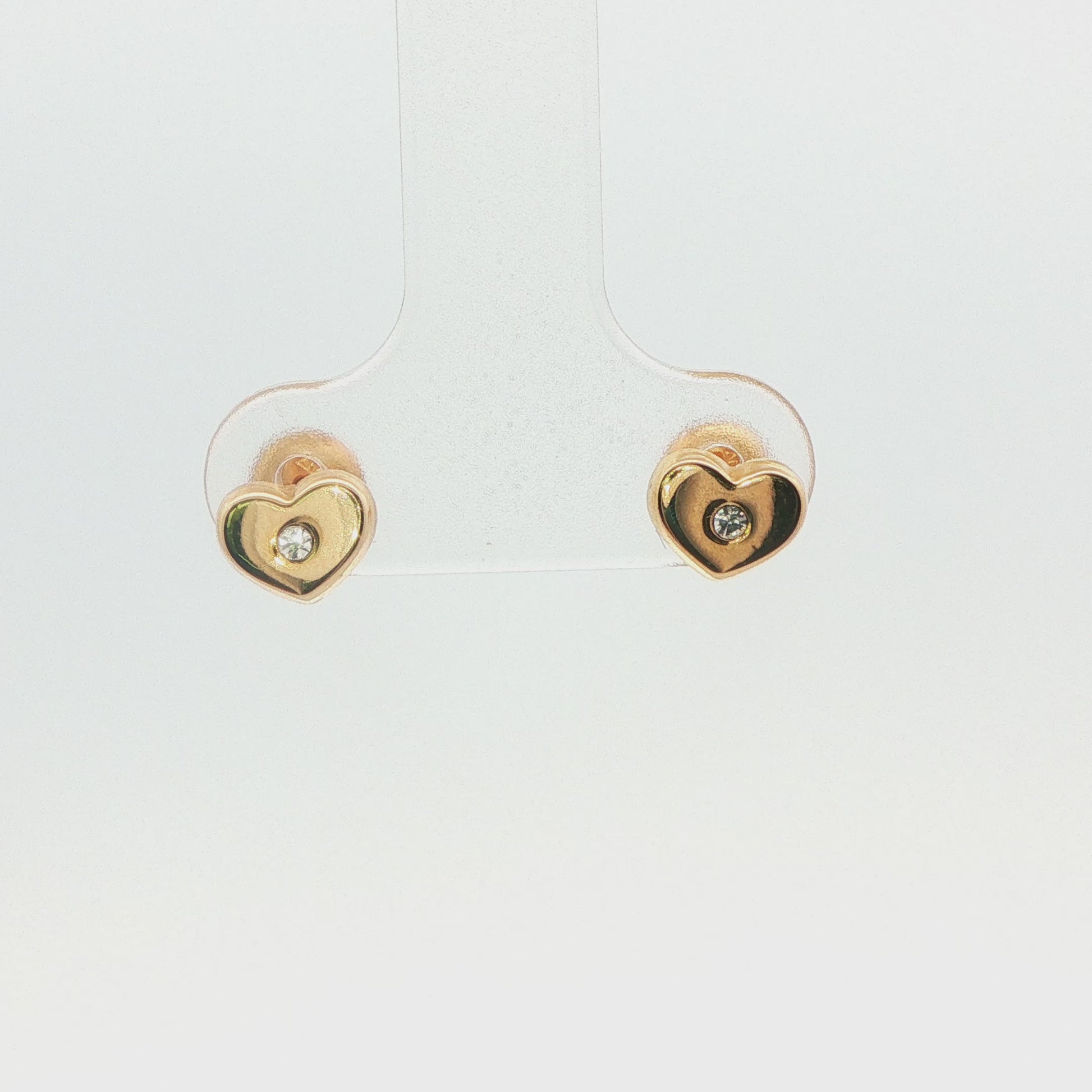 14K Gold Heart CZ Stud Earrings