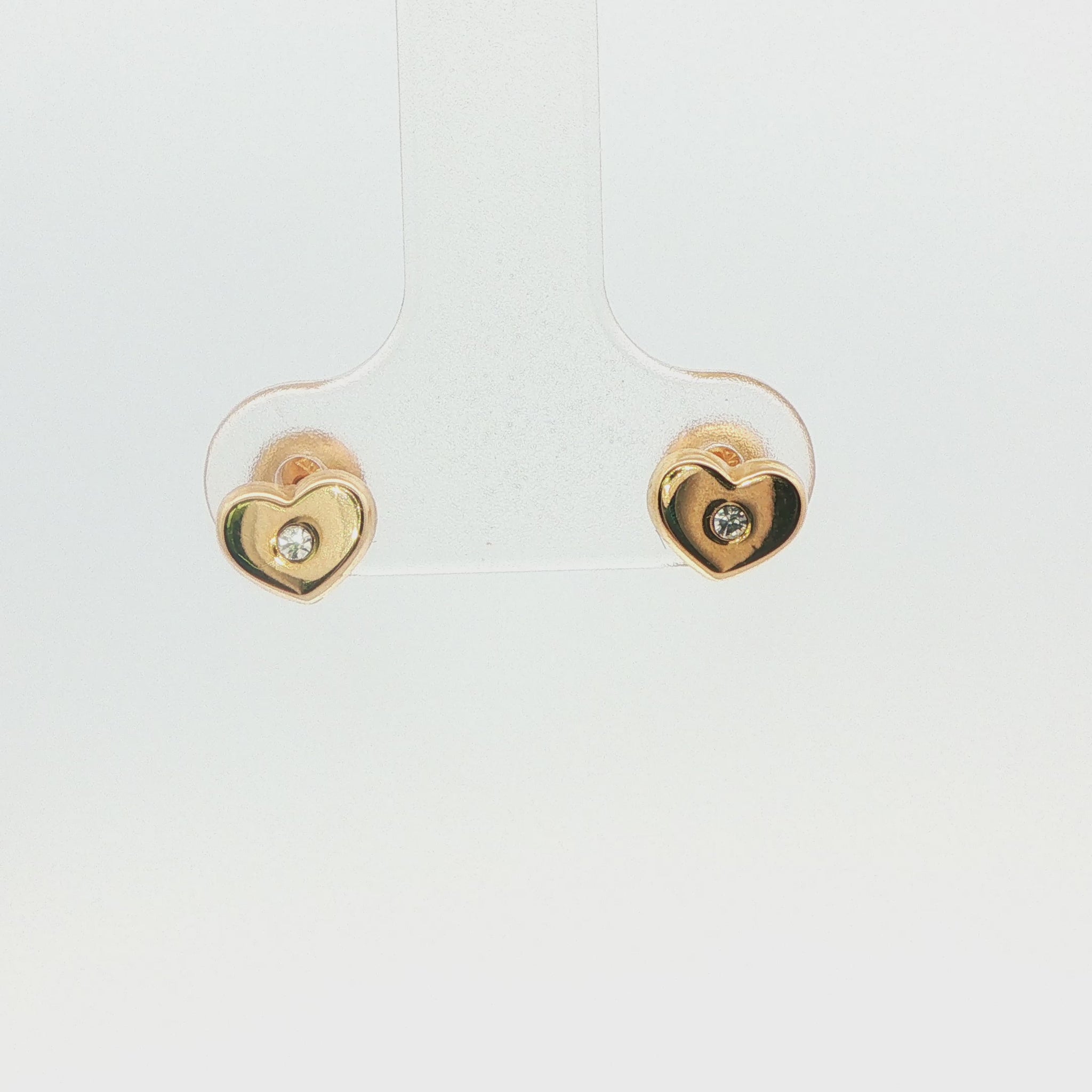 14K Gold Heart CZ Stud Earrings