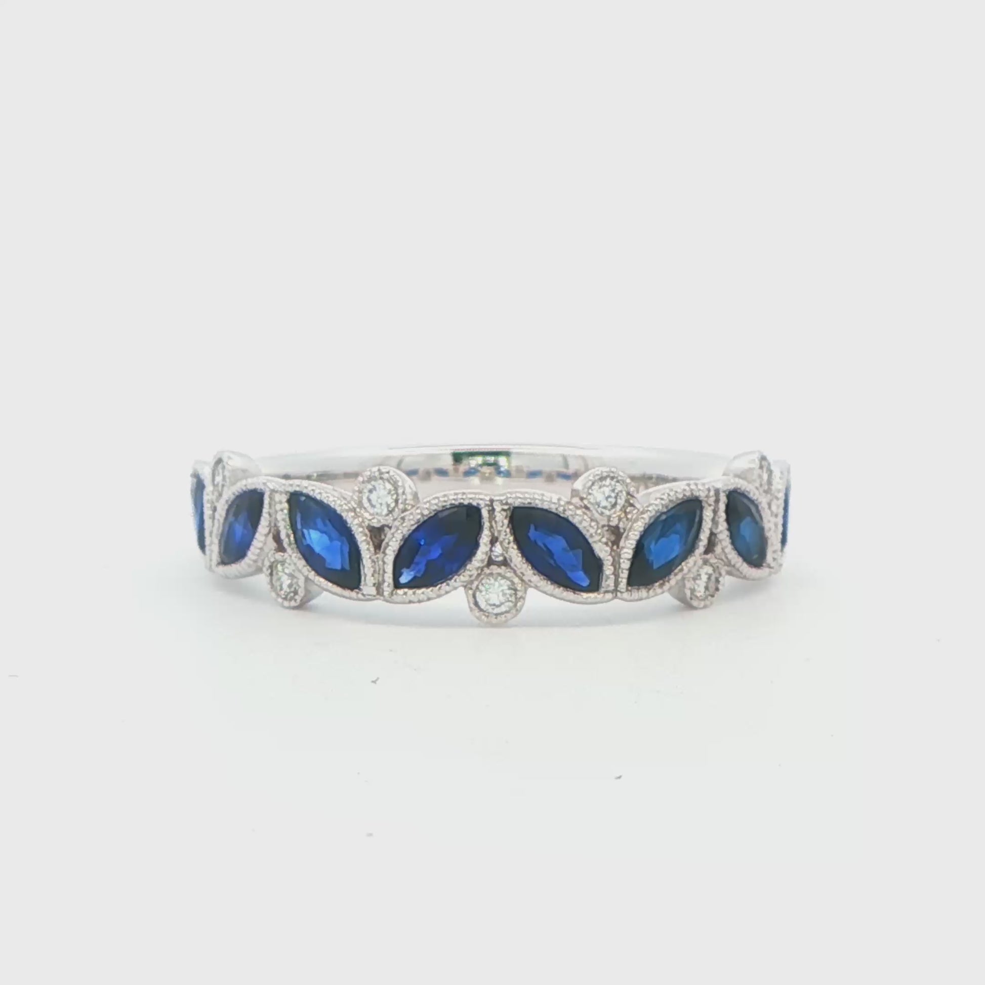 18 K WG SAPH & DIA FASHION BAND .72 STW .06 DTW