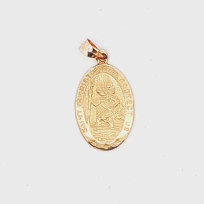 14K YG SMALL OVAL ST CHRIS CHARM 2G