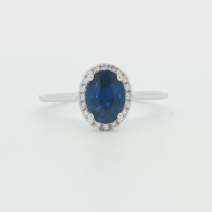 Oval Sapphire Diamond Halo Ring