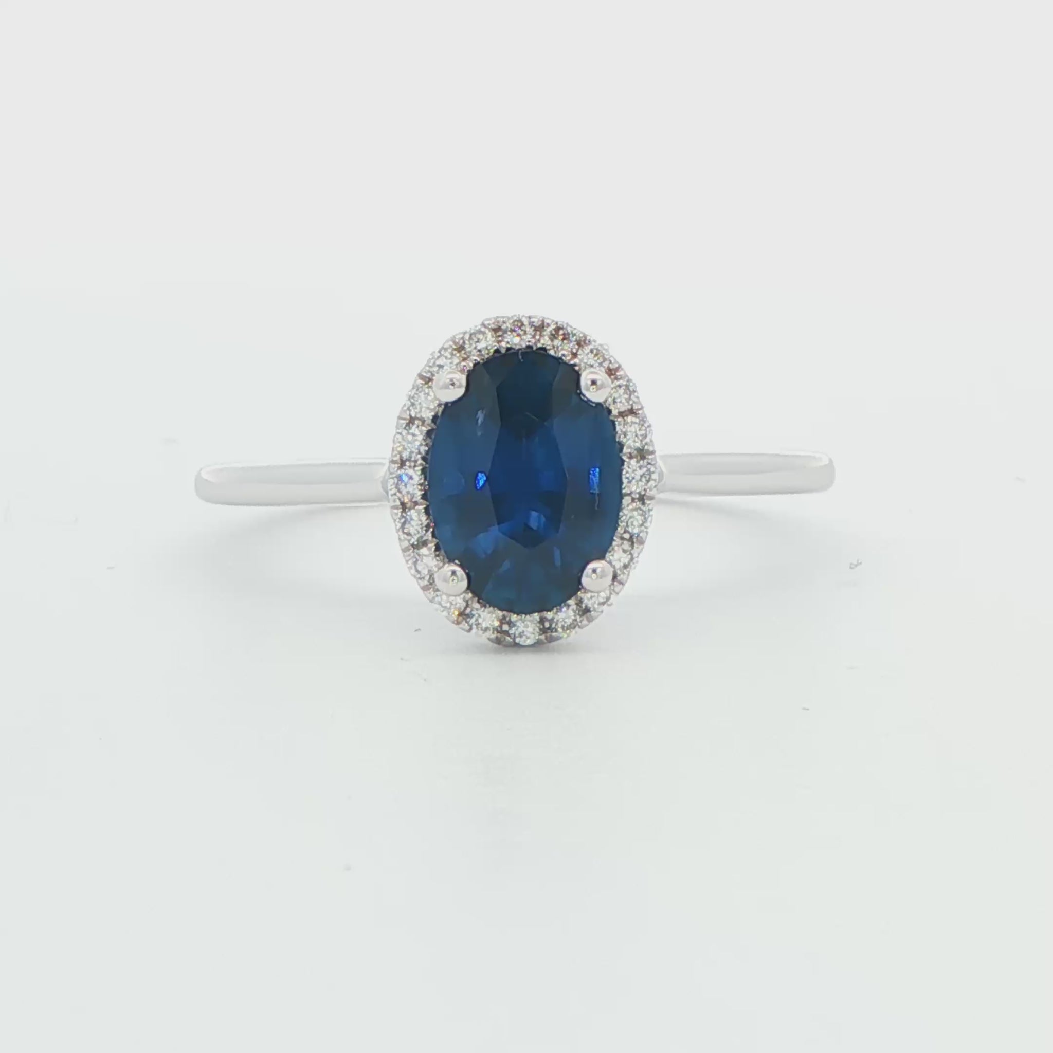 Oval Sapphire Diamond Halo Ring