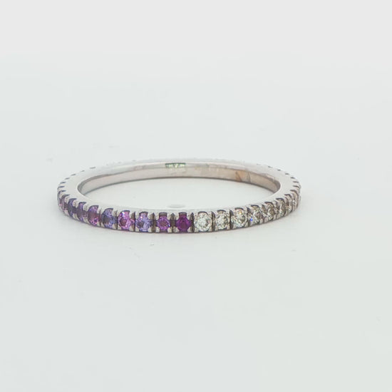 Half Diamond Half Purple Sapphire Eternity Ring