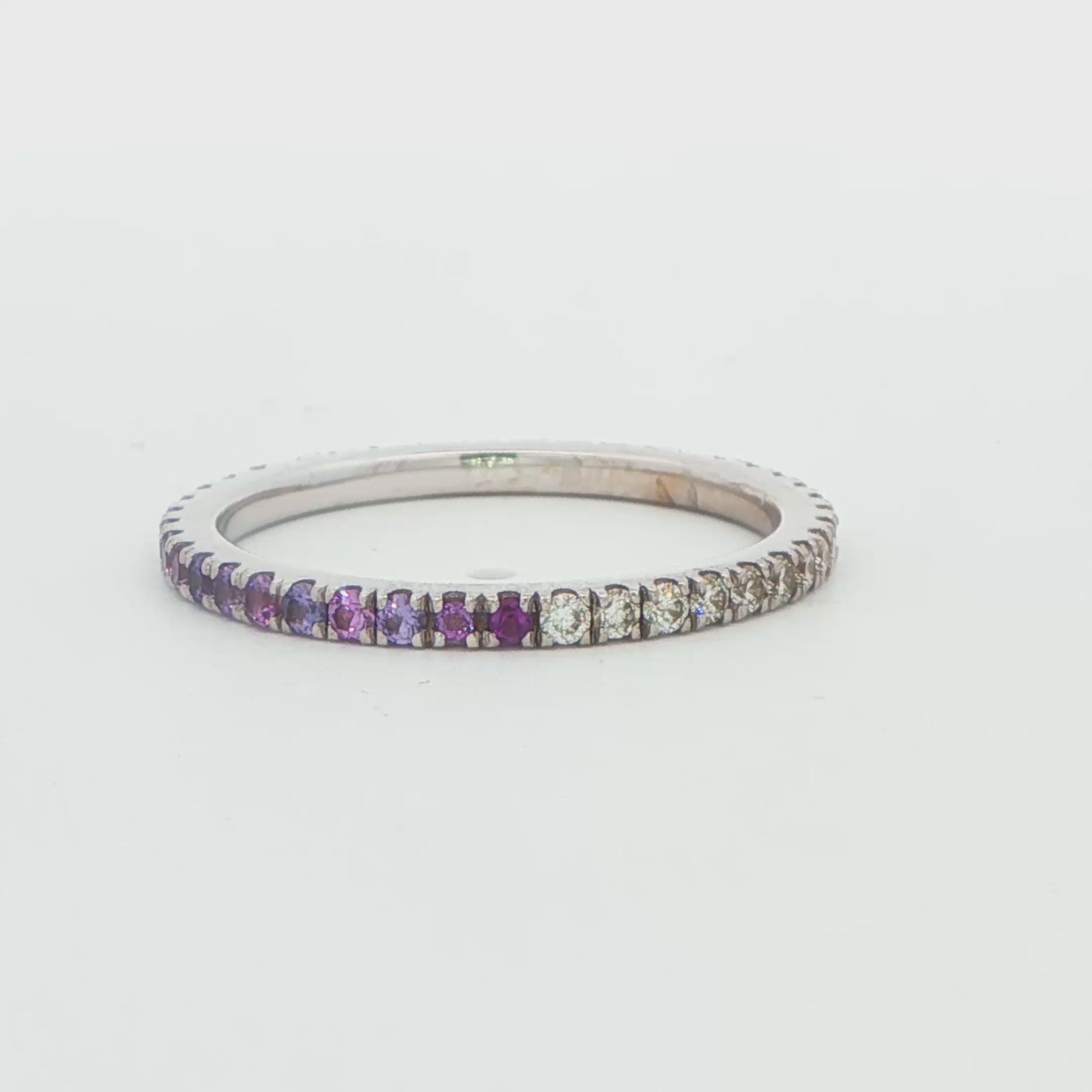 Half Diamond Half Purple Sapphire Eternity Ring