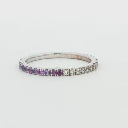 Half Diamond Half Purple Sapphire Eternity Ring